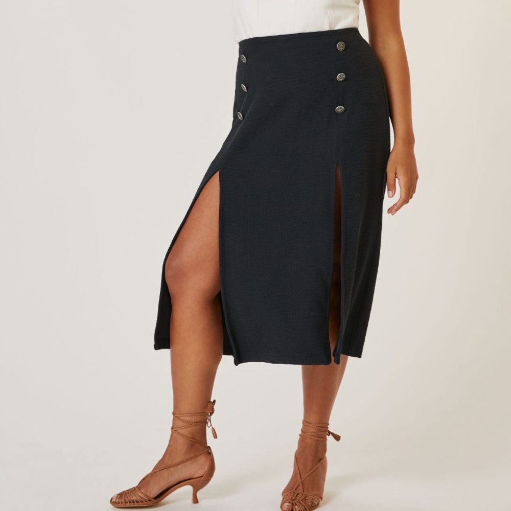 Nwt Anthropologie Dual Split Button Midi Skirt. S… - image 2